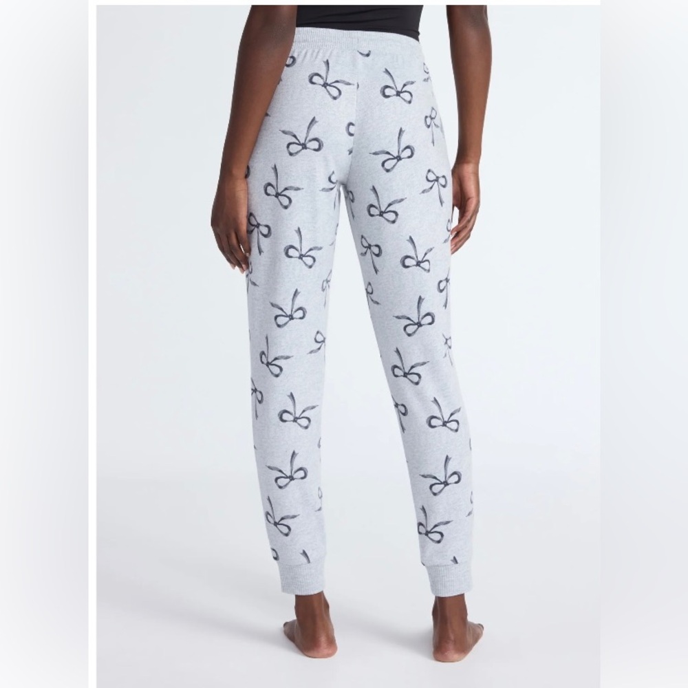 Women’s Joyspun LightGray&Steel Blue Bow Print Hacci Knit Sleep Joggers. Size 2X - Picture 4 of 4